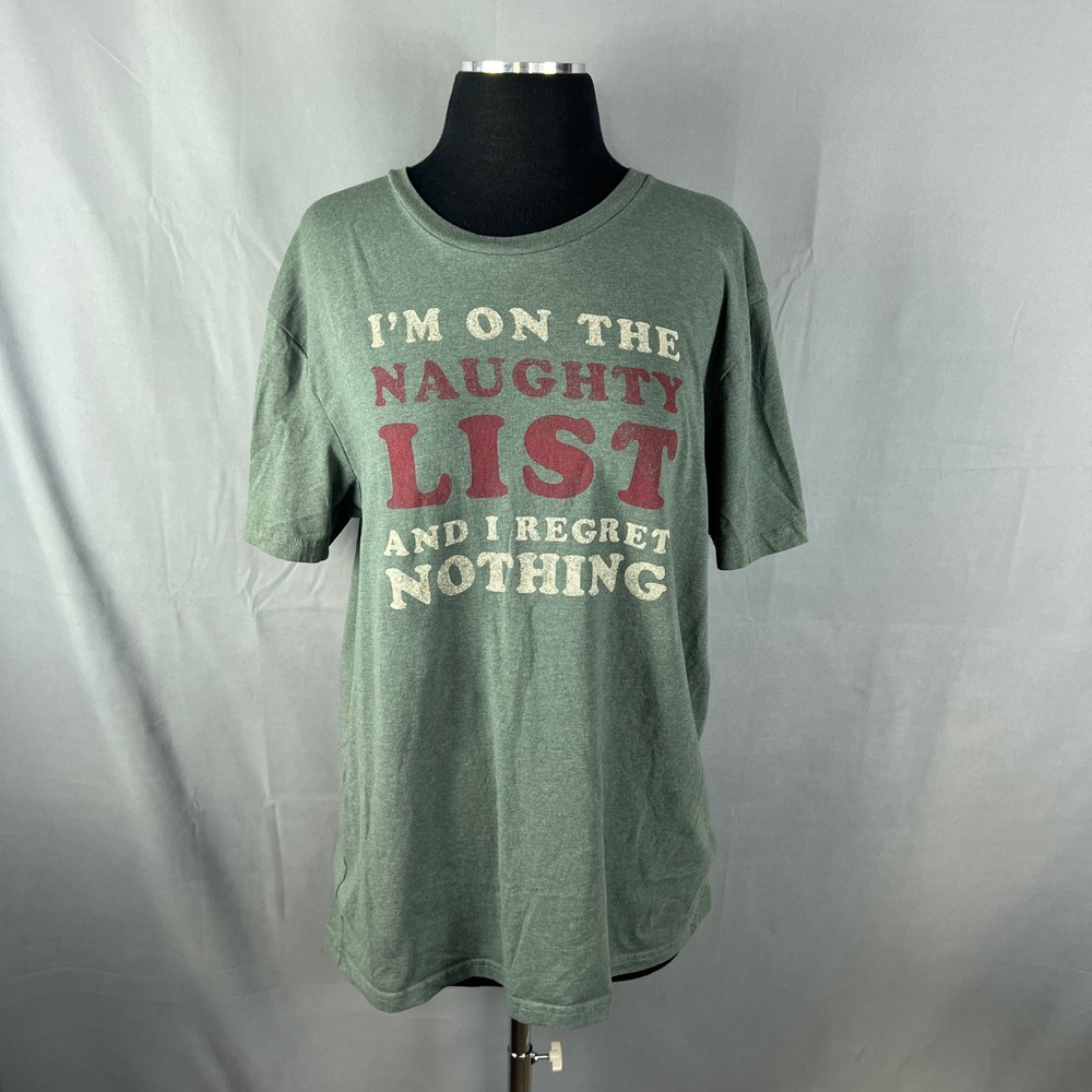 Pivotal Partners T Shirt Women Large Green Im On The Naughty List Graphic Cotton